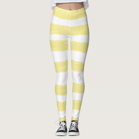  witte gele strepen leggings (Voorkant)