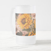 Witte & gele zonnebloemen #3 - matglas bierpul (Voorkant links)