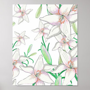 Witte gelilies poster