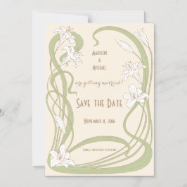 Witte gelilies sparen de datum magnetische uitnodiging