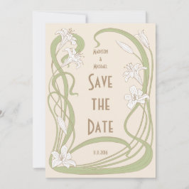 Witte gelilies sparen de datum save the date