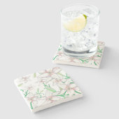 Witte gelilies stenen onderzetter (Zijkant)