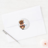 Witte Gelukkige Rendier Kerst Labels (Envelop)