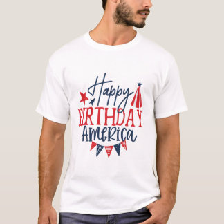 Witte Gelukkige Verjaardag Amerika Shirt