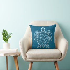 Witte geometrische draadframe zeeschildpad kussen