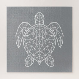 Witte geometrische draadframe zeeschildpad legpuzzel