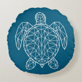 Witte geometrische draadframe zeeschildpad rond kussen