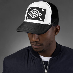 Witte geometrische driehoeken trucker pet