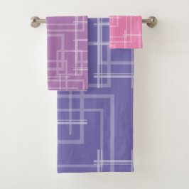 Witte Geometrische snijdende willekeurige vierkant Bad Handdoek