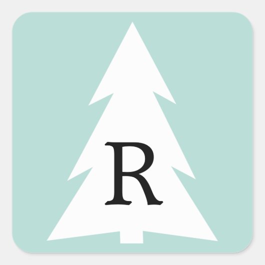 Witte geometrische structuur op Mint Green Custom Vierkante Sticker (Voorkant)