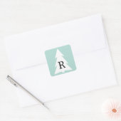 Witte geometrische structuur op Mint Green Custom Vierkante Sticker (Envelop)