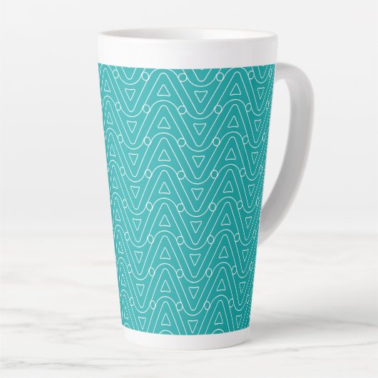 Witte geometrische vormen latte mok (Rechterhoek)