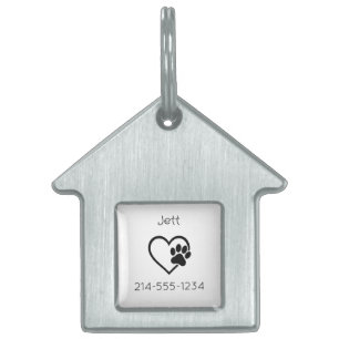 Witte gepersonaliseerde honden ID-tag naam & telef Huisdieren Naamplaatje