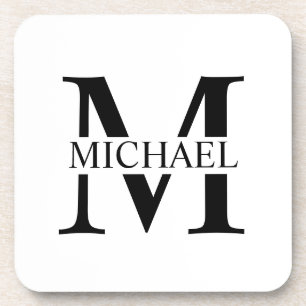 Witte gepersonaliseerde monogram en naam bier onderzetter