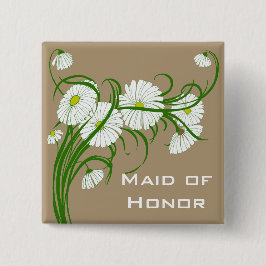 Witte Gerber Madeliefjes Bloemen Trouwset Vierkante Button 5,1 Cm