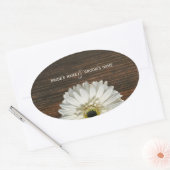 Witte Gerbera Daisy & Barnwood Bruiloft Sticker (Envelop)