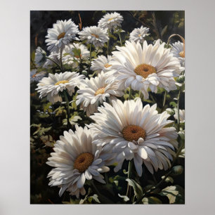 Witte Gerbera Daisy Flowers Art Print Poster