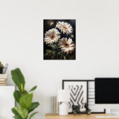 Witte Gerbera Daisy Flowers Art Print Poster (Thuiskantoor)