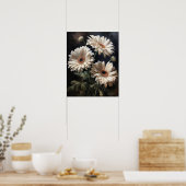 Witte Gerbera Daisy Flowers Art Print Poster (Keuken)