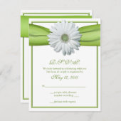 Witte Gerbera met groene lint Reageer Kaart (Voorkant / Achterkant)