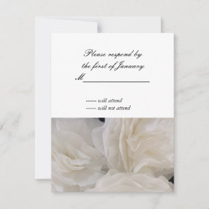 Witte Gerimpelde Papieren Bloemen Antwoordkaart RSVP Kaartje
