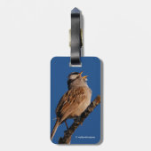 Witte-Gesneden Sparrow Zingingen aan de Zon Bagagelabel (Achterkant verticaal)