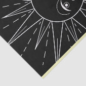 Witte gestileerde retro zon op zwart tissuepapier (Detail)