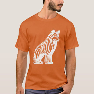Witte gestreepte hond Witte zittende hond T-shirt