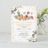 Witte gestrooide koekjes & cocktail kerstfeest kaart (Staand voorkant)