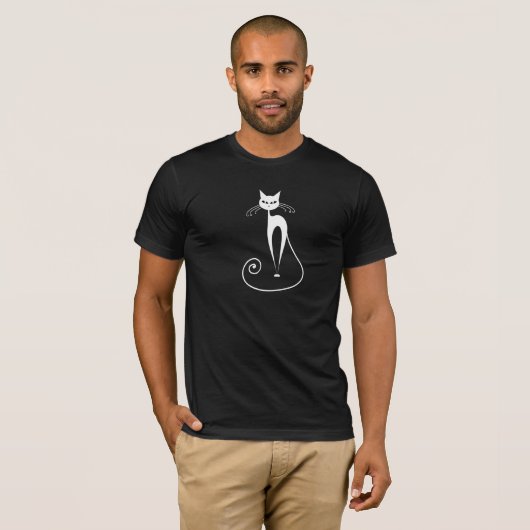 Witte gestyliseerde kat T-shirt (Voorkant volledig)