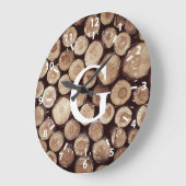 Witte getallen van de Rustige Wood Slice Stof | Mo Grote Klok (Hoek)