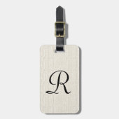 Witte, getextureerde Burlap monogram tas Bagagelabel (Voorkant verticaal)