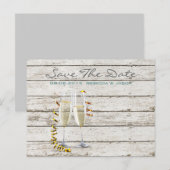 witte gewitte houten champagneglazen in Franse lan Aankondigingskaart (Voorkant / Achterkant)