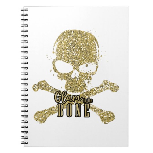 Witte glam naar de beenglitter Skull Notitieboek (Voorkant)