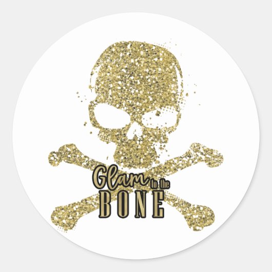 Witte glam naar de beenglitter Skull Ronde Sticker (Voorkant)