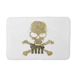 Witte Glam tot op het Bot Gouden Glitter Schedel Badmat