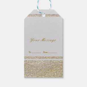 Witte & glinsterende gouden glam chic feestfavorie cadeaulabel