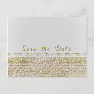 Witte & glinsterende gouden glam chic 'Save the Da Aankondigingskaart