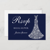 Witte glinsterjurk verjaardag / bruidsdouche RSVP (Voorkant / Achterkant)