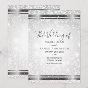 Witte Glitter Elegante Winter Wonderland Bruiloft Kaart