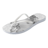 Witte glitter en grijs | Bruiloft Teenslippers (Schuin)