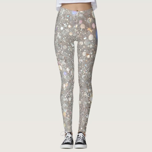 Witte Glitter Feest Leggings (Voorkant)