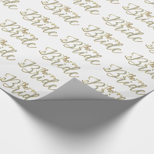 Witte glitter & Gold-The Bride-tekst Design Patter Cadeaupapier (Hoek)