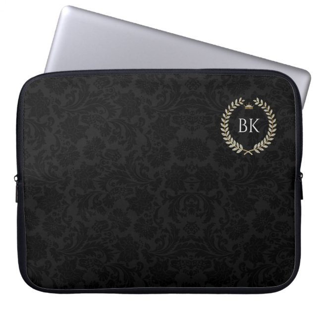 Witte glitter Laure-baardmonogram Laptop Sleeve (Voorkant)