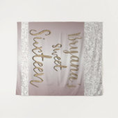 Witte glitters glans roze Sweet 16 achtergrond Wandkleed (Voorkant (horizontaal))