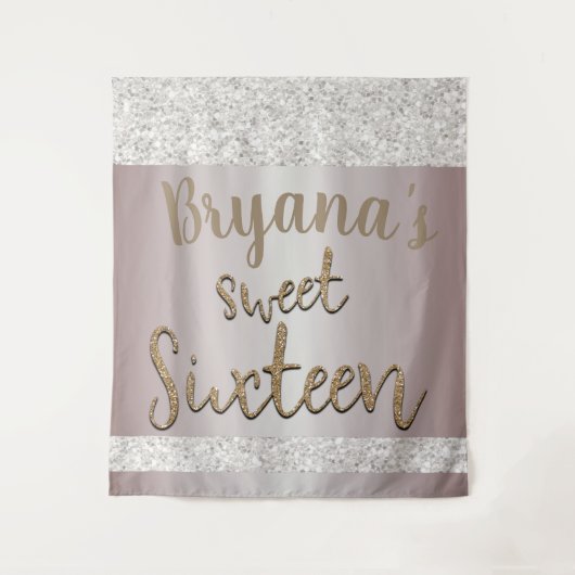 Witte glitters glans roze zoete 16 achtergrond wandkleed (Voorkant)