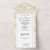Witte Glitzy Gouden Confetti bruiloft All In One Uitnodiging (Binnen)