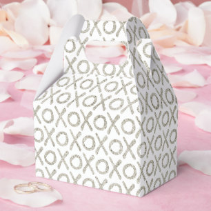 Witte Glitzy Zilveren XOXO Bruiloft Bruidsfeest Bedankdoosjes