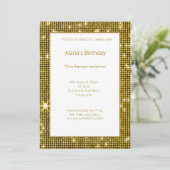 WITTE GOLD DiSCO METALLIC BIRTHDAY-INVITATIE Kaart (Staand voorkant)