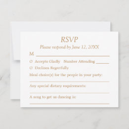 Witte Golden Beige Gast Keuzes Bruiloft RSVP Kaart